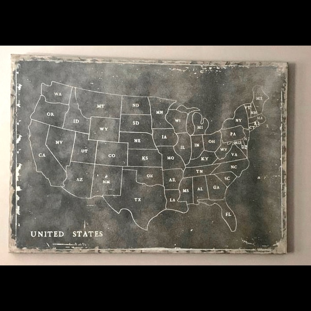 ISO map on canvas featured on Fixer Upper.